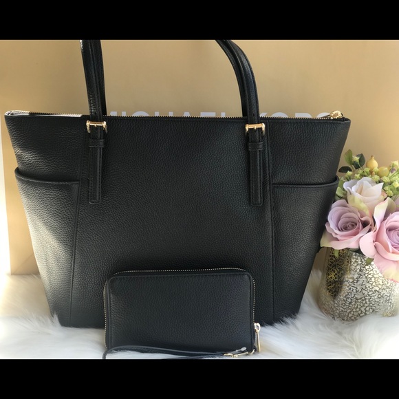 🌷MICHAEL KORS Black Pebbled Leather Tote Set - Picture 3 of 8